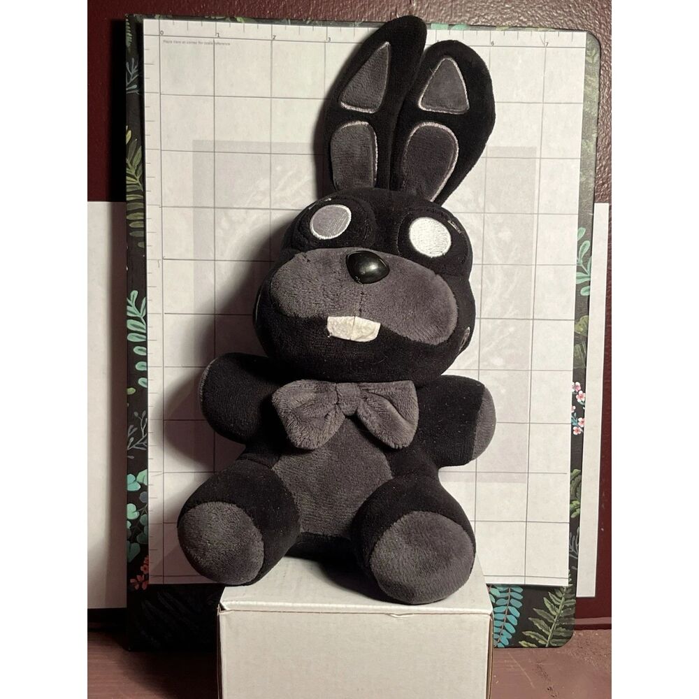 Black Bunny Plush Gothic Rabbit Stuffed Animal Bow Tie Creepy Cute VNKVTL